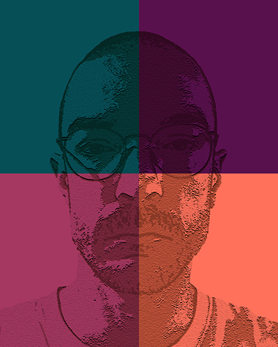 Headshot grided in 4 colors